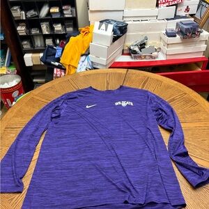 Nike K-State Wildcats (Team Issued)  Heathered Purple Long Sleeve Dri-Fit
